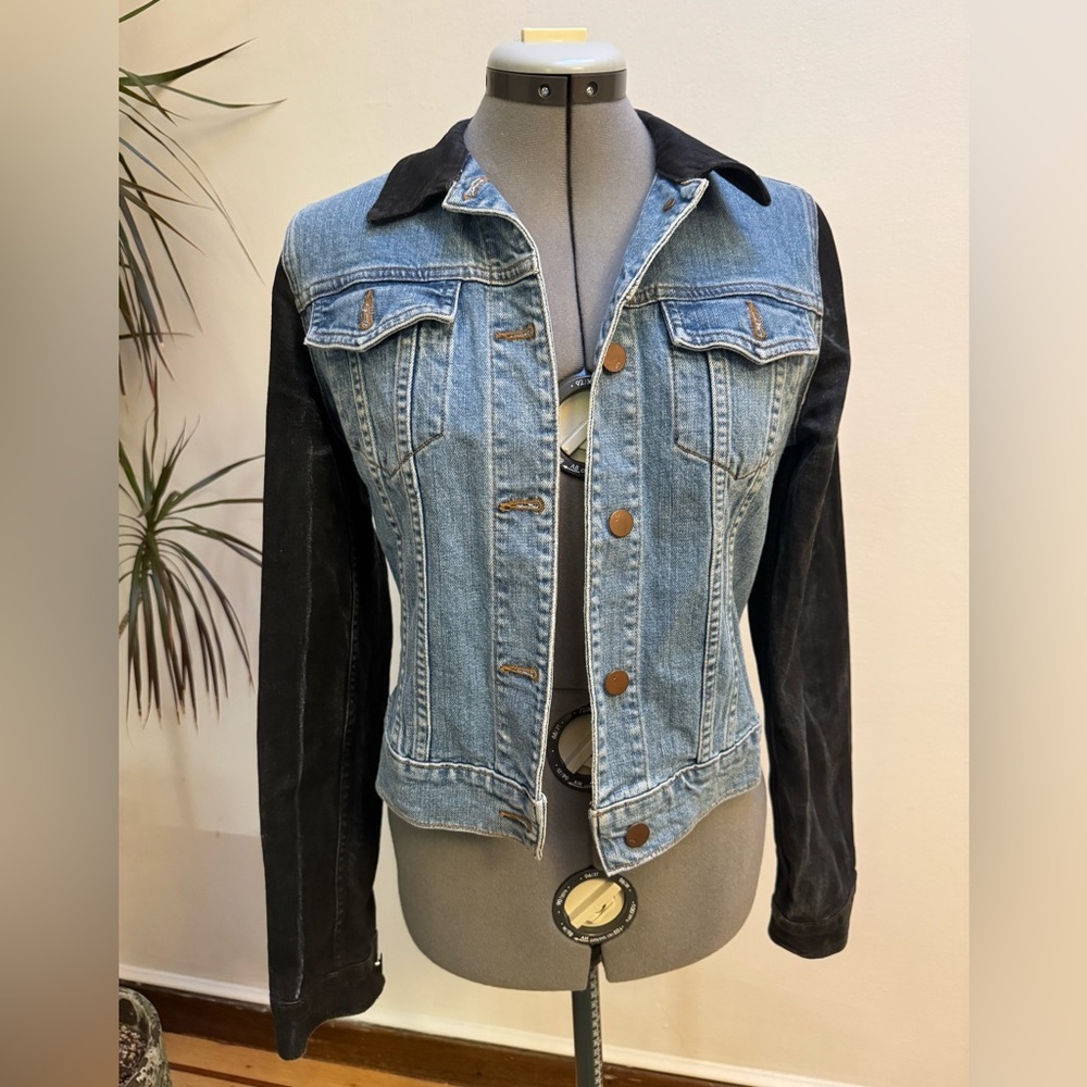 J Brand Two-Tone Mixed Media Denim Bowie Jacket